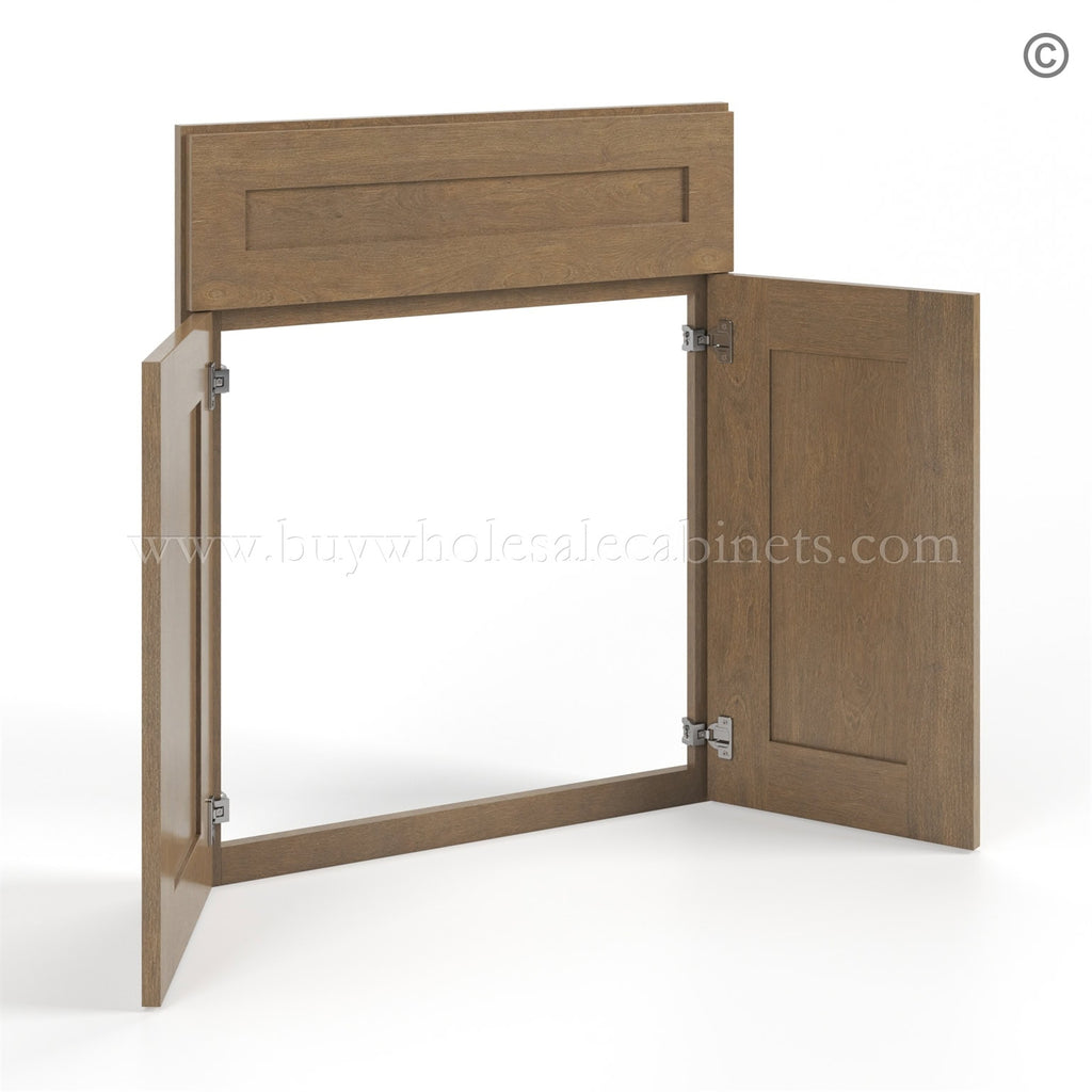 Rustic Wood Shaker Corner Sink Base Front