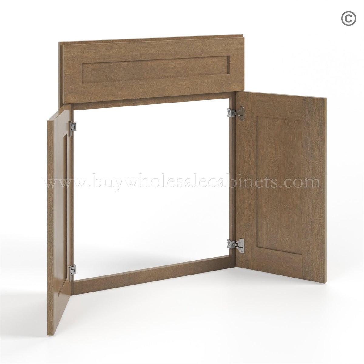 Rustic Wood Shaker Corner Sink Base Front