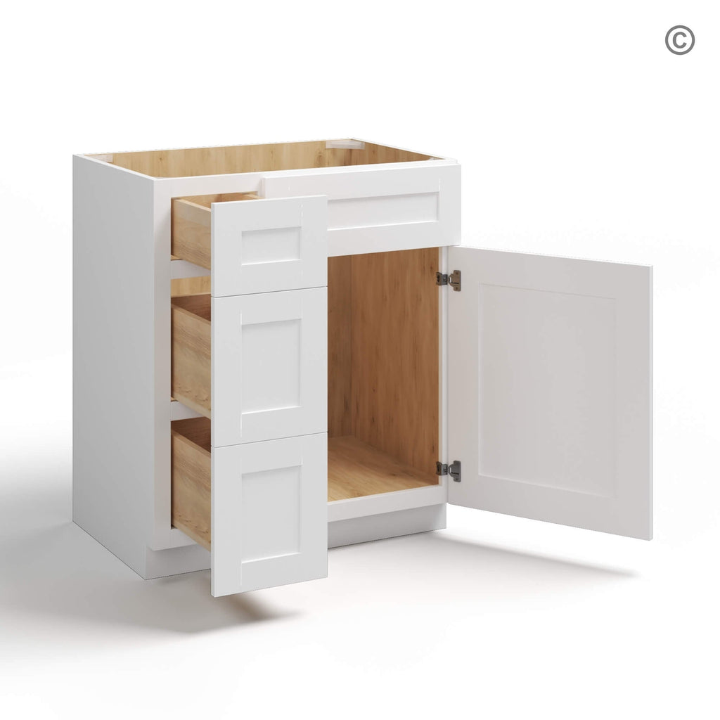 White Shaker 30″ W Vanity Combo with Drawers