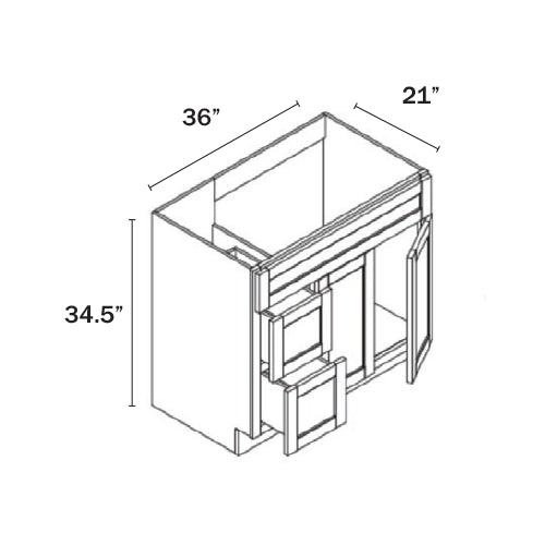 Dorian Gray Shaker Vanity Sink Base Combo 36″W