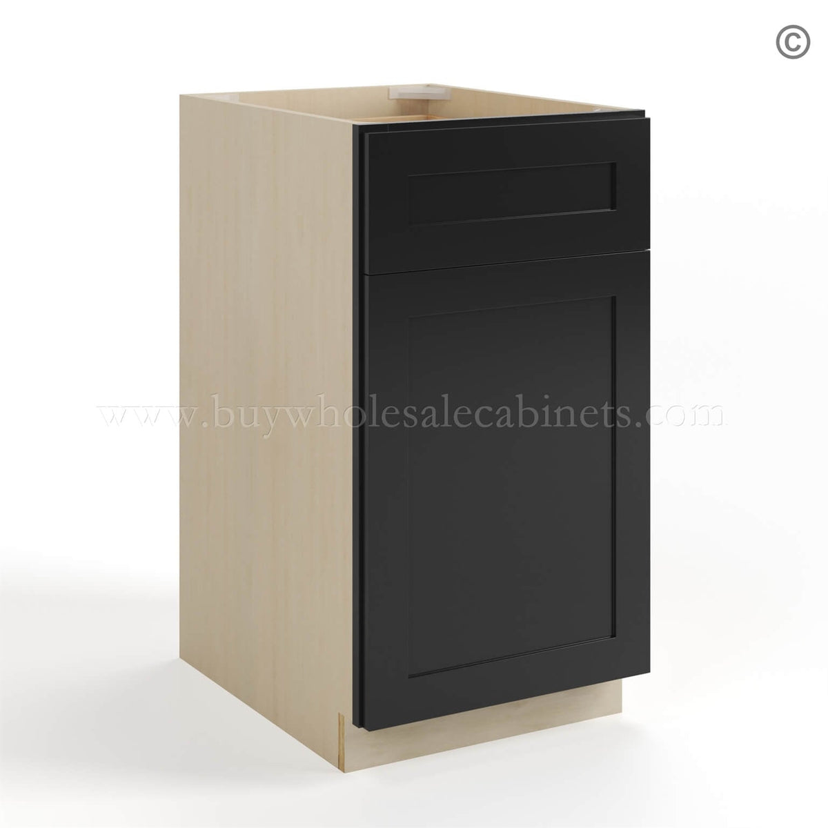 Black Shaker Trash Base Cabinet