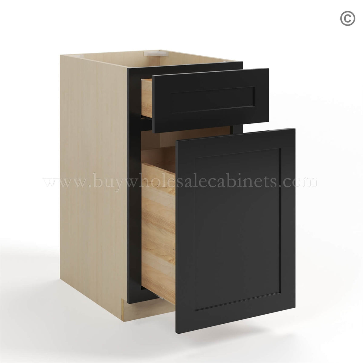 Black Shaker Trash Base Cabinet