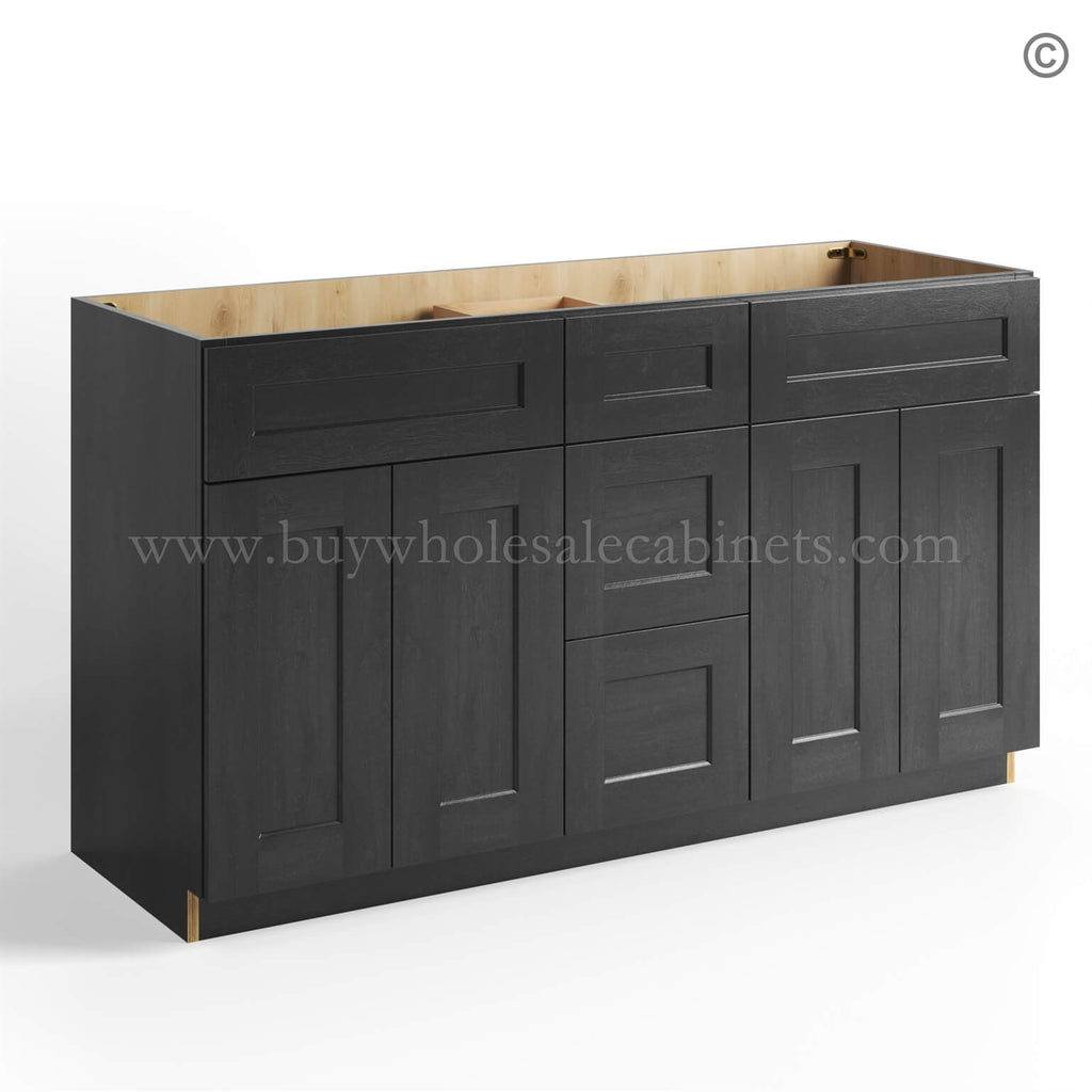 Charcoal Black Shaker Vanity Sink Base Combo