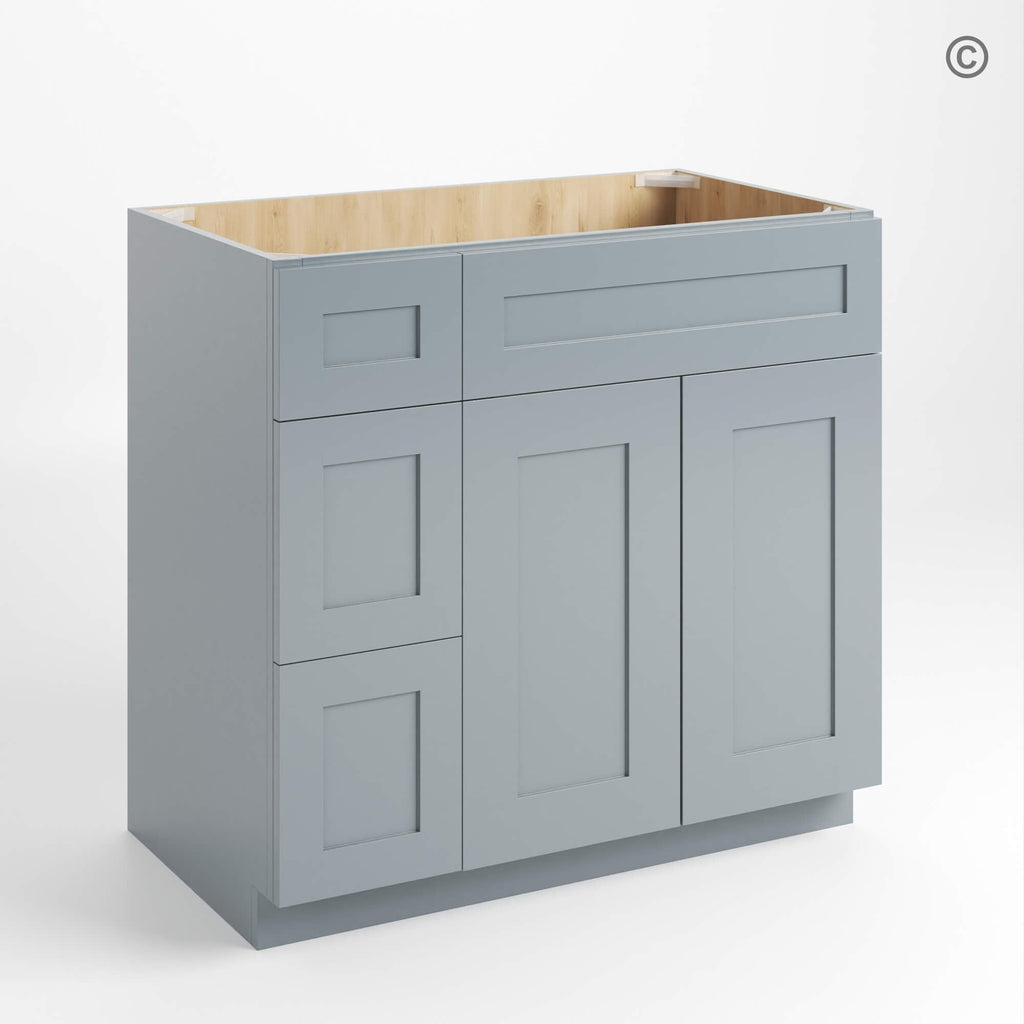 Gray Shaker 36″ W Vanity Combo with Drawers
