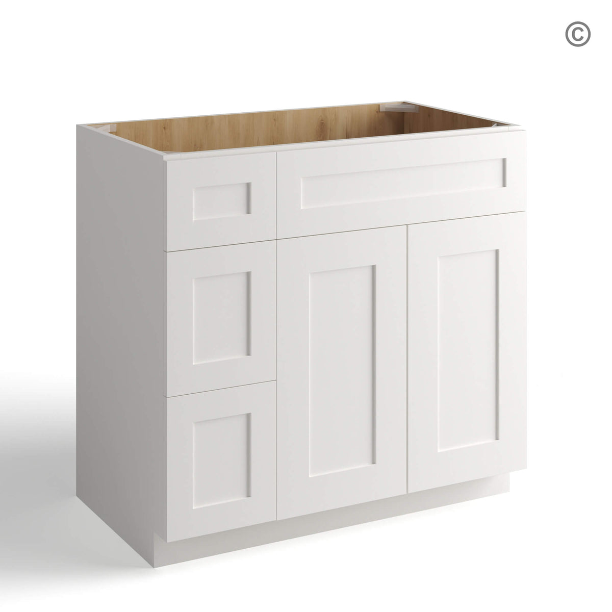 White Shaker 36″ W Vanity Combo with Drawers