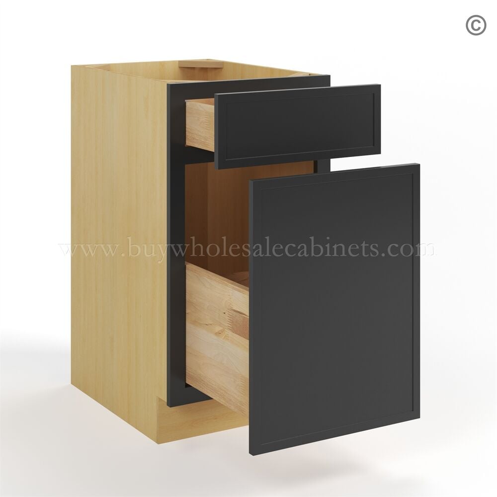 Slim Black Shaker Trash Base Cabinet