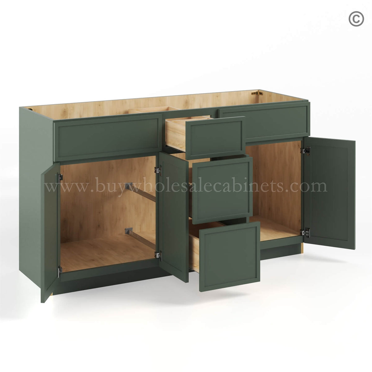 Slim Shaker Green Vanity Sink Base Combo