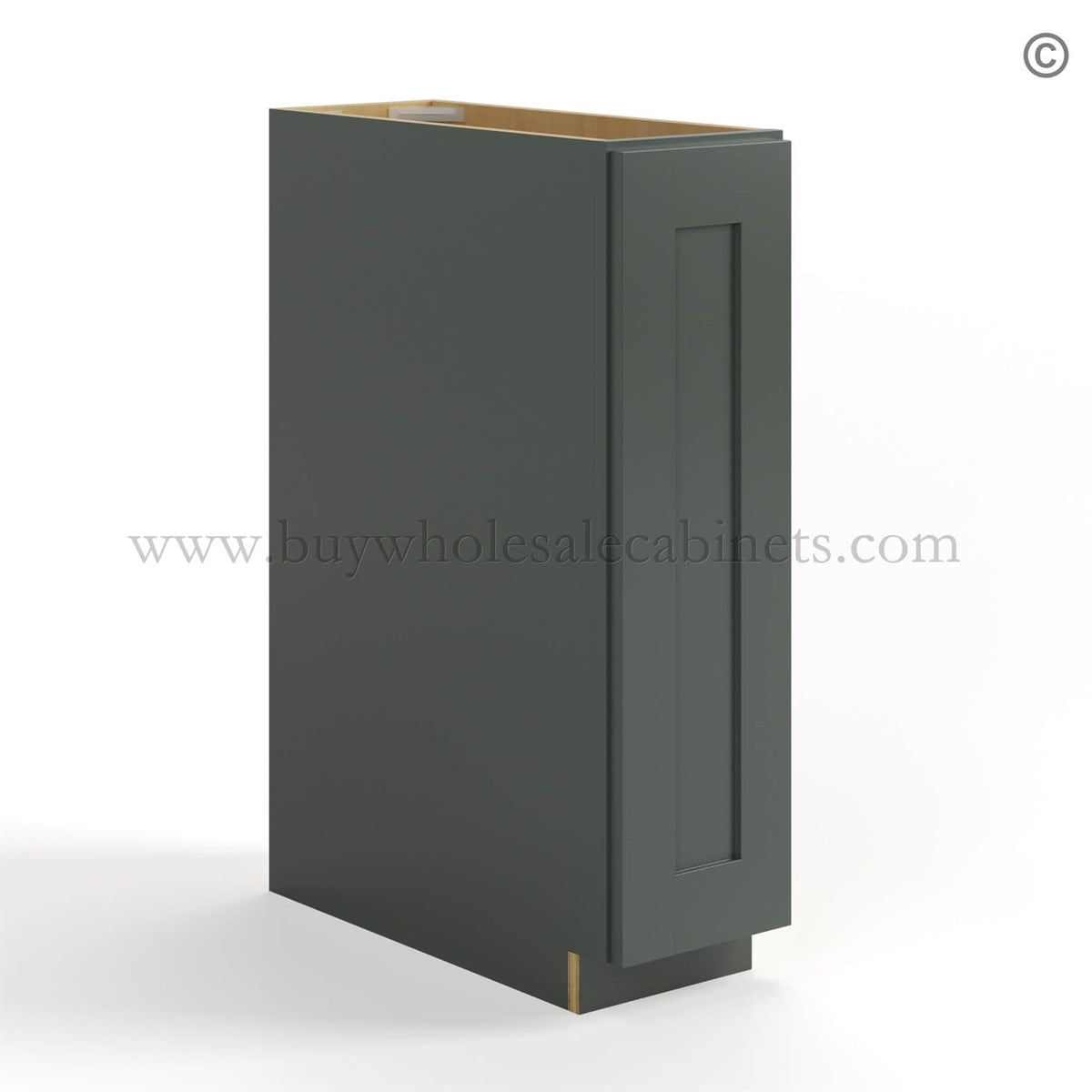 Green Shaker Spice Pull Base Cabinet