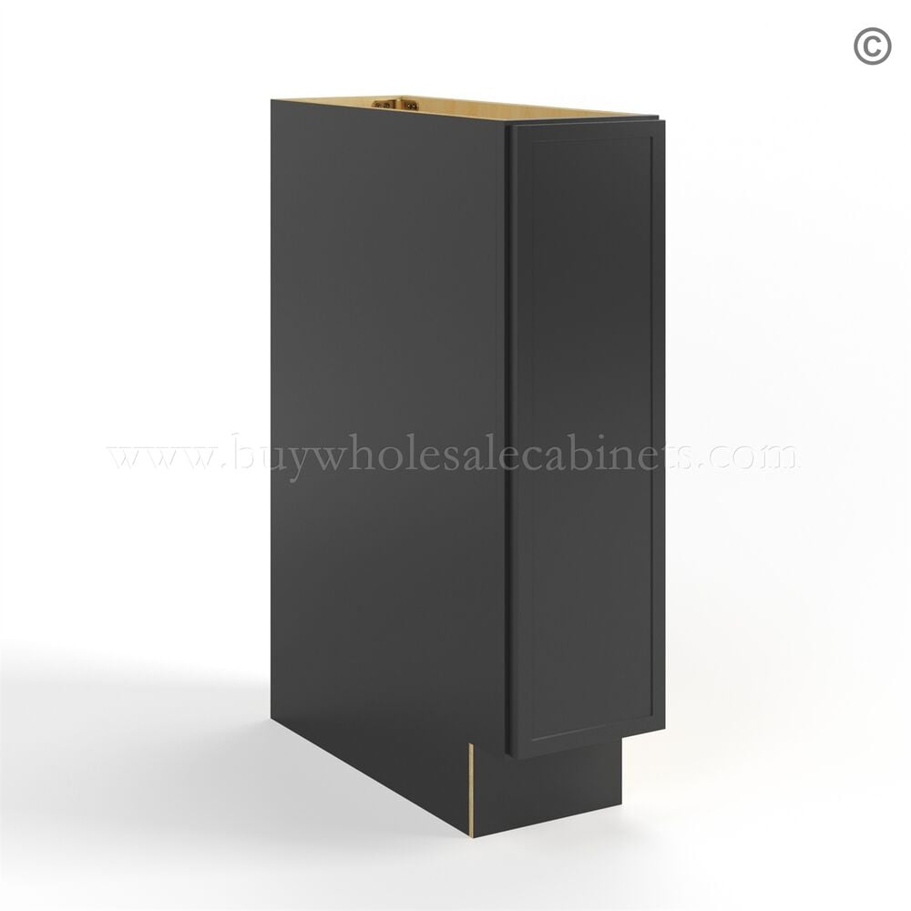 Slim Black Shaker Spice Pull Base Cabinet