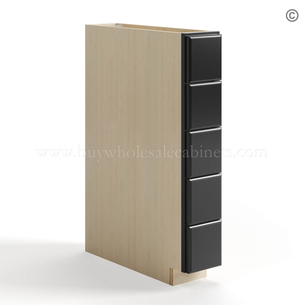 Black Shaker Base Spice Cabinet with 5 Drawers