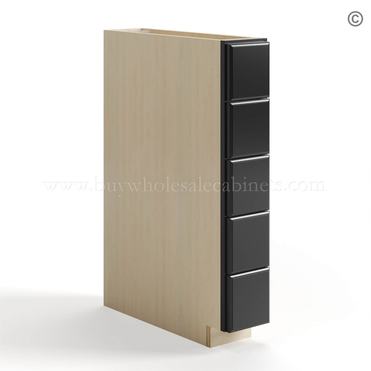 Black Shaker Base Spice Cabinet with 5 Drawers