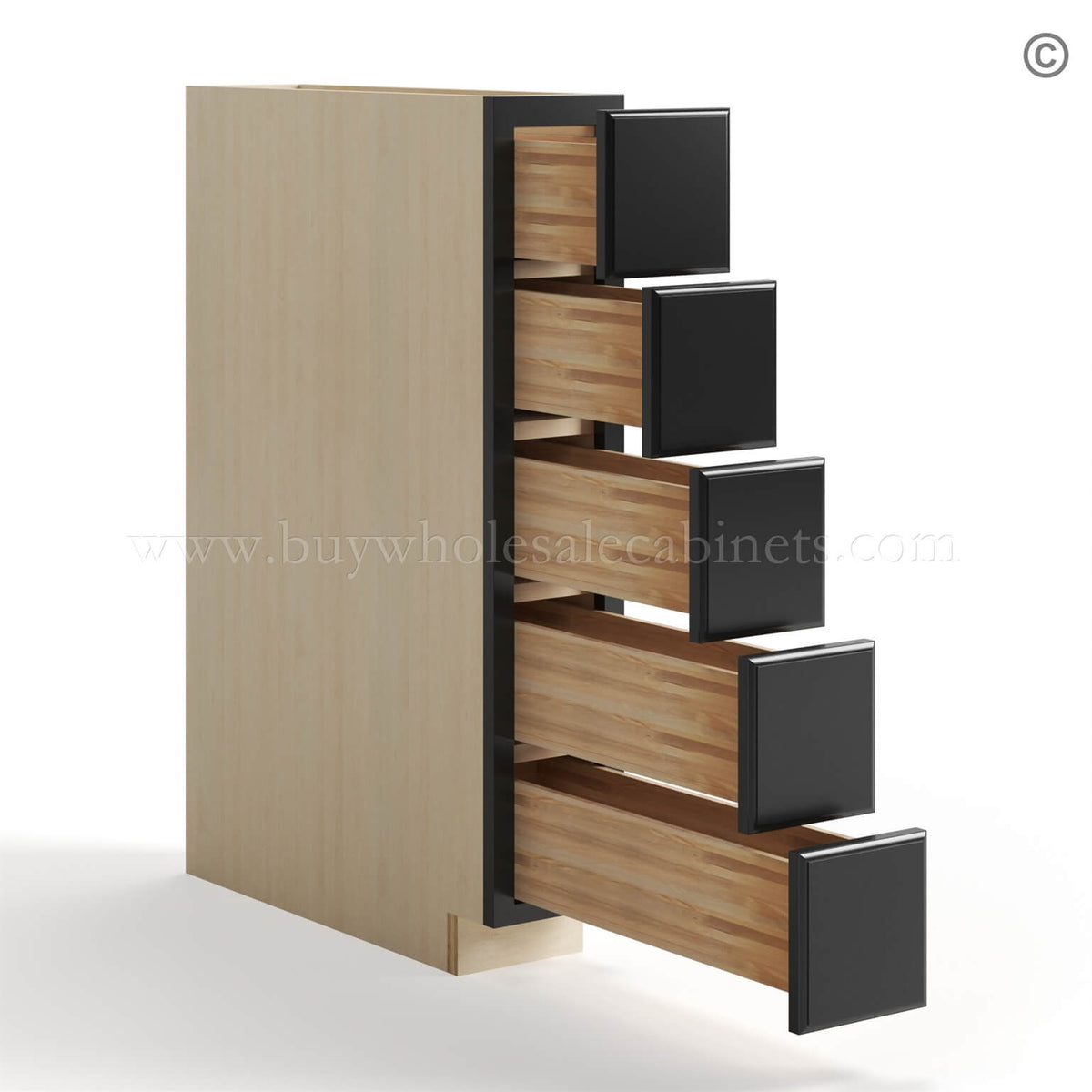 Black Shaker Base Spice Cabinet with 5 Drawers
