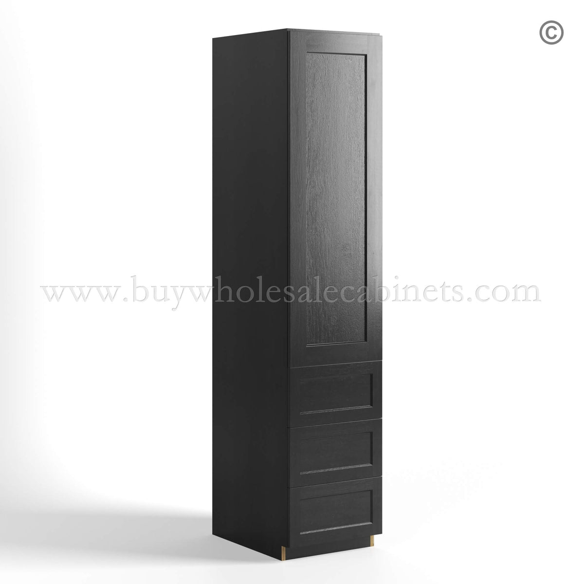 Charcoal Black Shaker Vanity Linen Cabinet