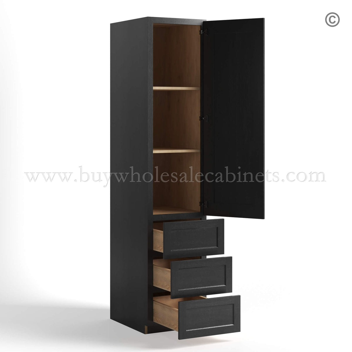 Charcoal Black Shaker Vanity Linen Cabinet