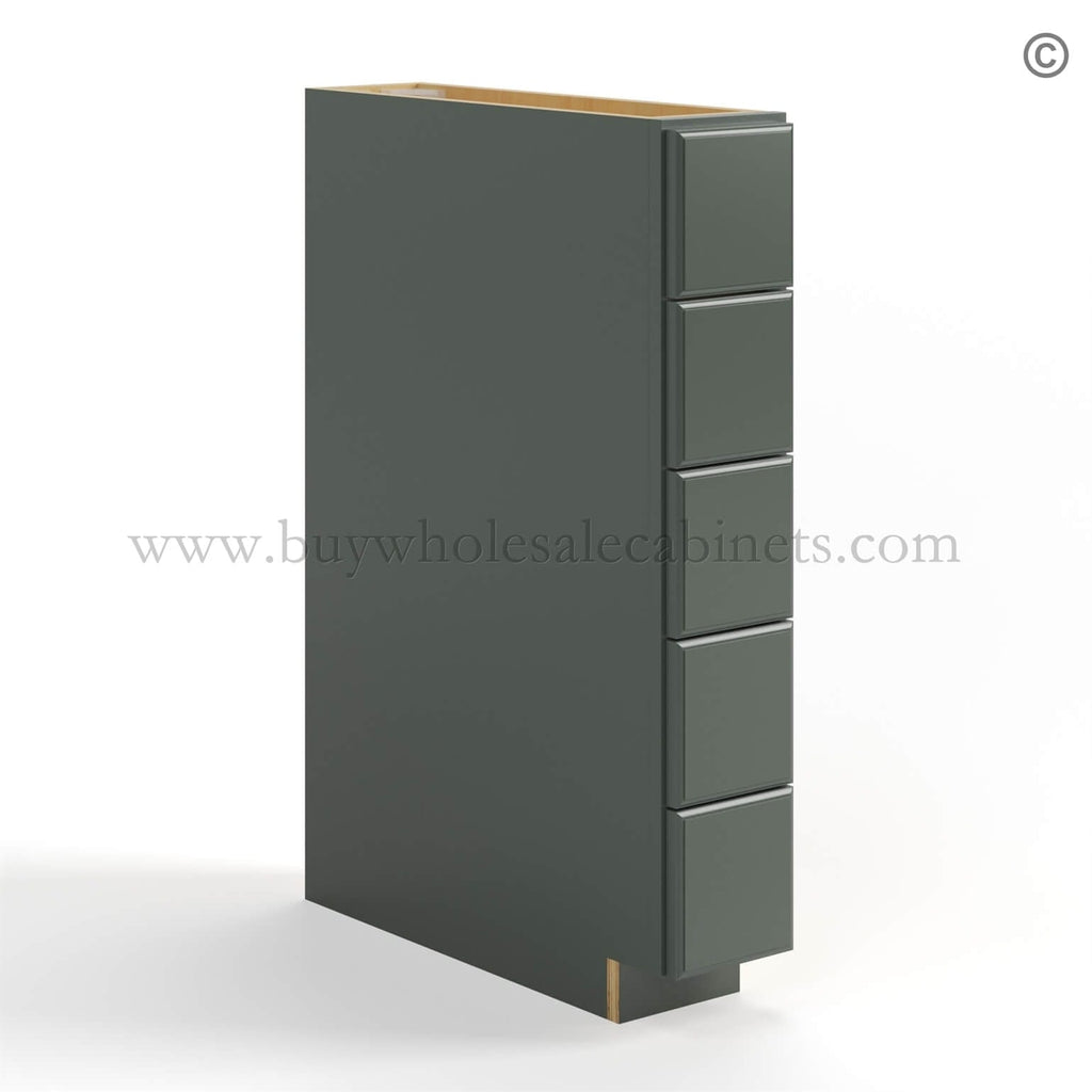 Green Shaker Base Spice Cabinet with 5 Drawers