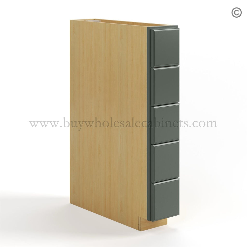 Green Shaker Base Spice Cabinet with 5 Drawers