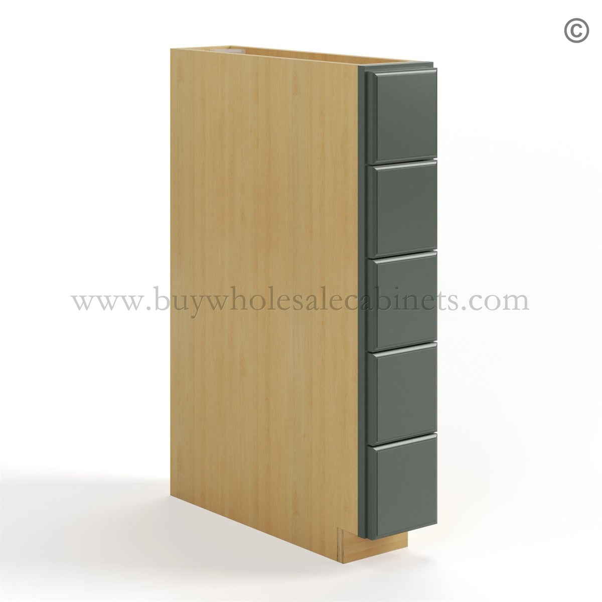 Green Shaker Base Spice Cabinet with 5 Drawers