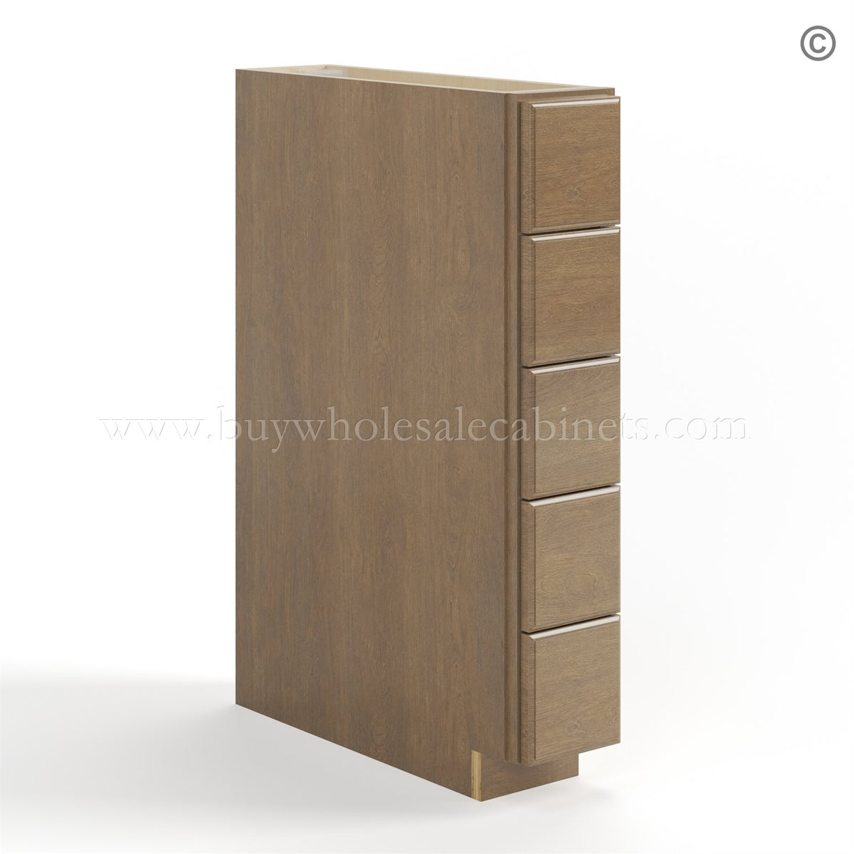 Rustic Wood Shaker Base Spice Cabinet with 5 Drawers