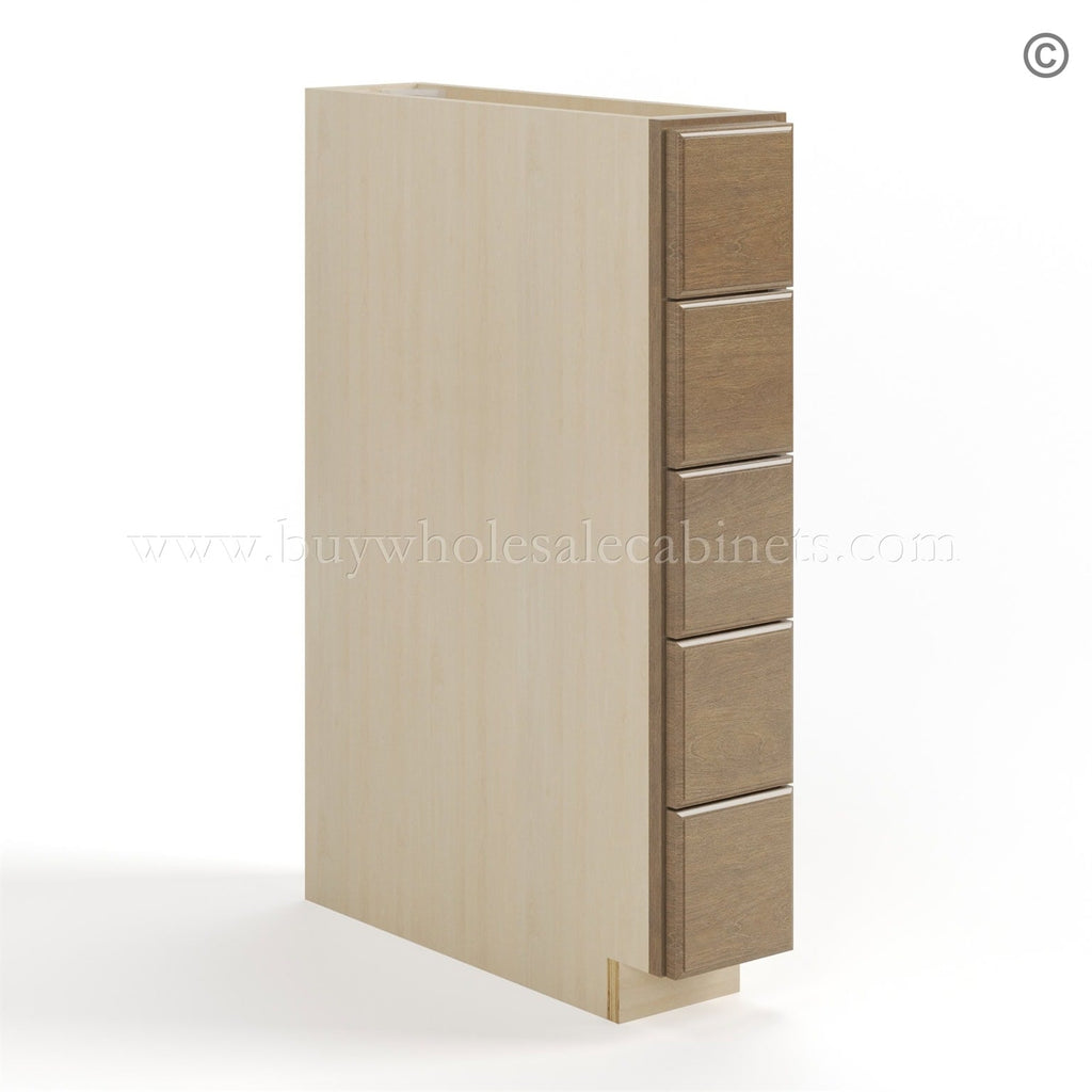 Rustic Wood Shaker Base Spice Cabinet with 5 Drawers