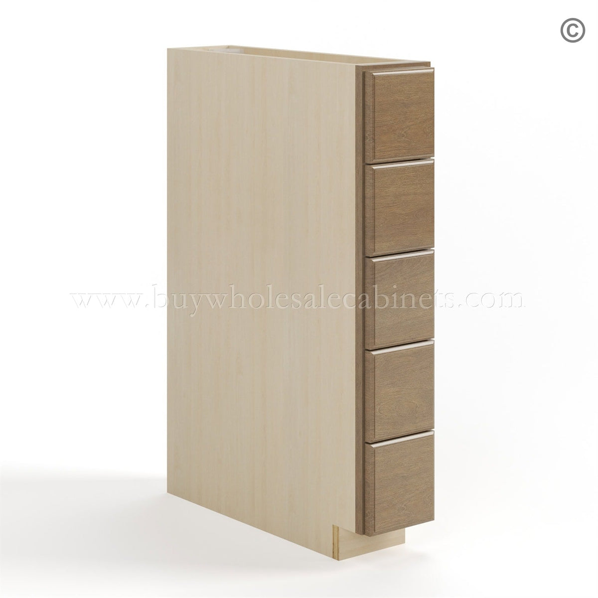 Rustic Wood Shaker Base Spice Cabinet with 5 Drawers