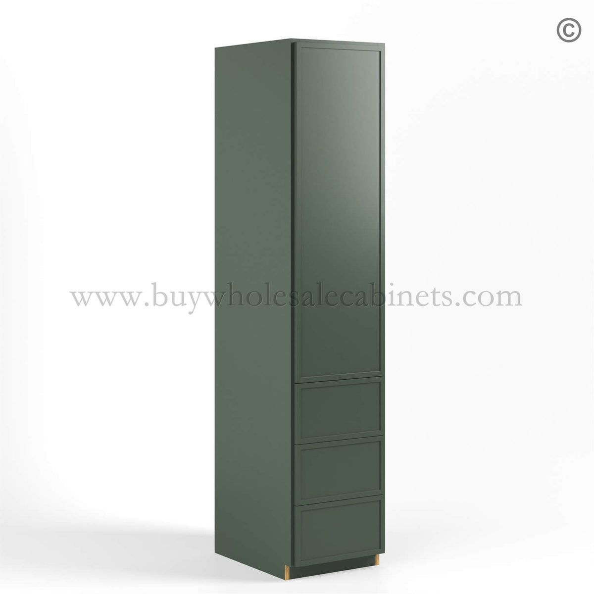 Slim Shaker Green Vanity Linen Cabinet