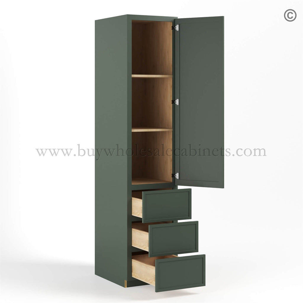Slim Shaker Green Vanity Linen Cabinet