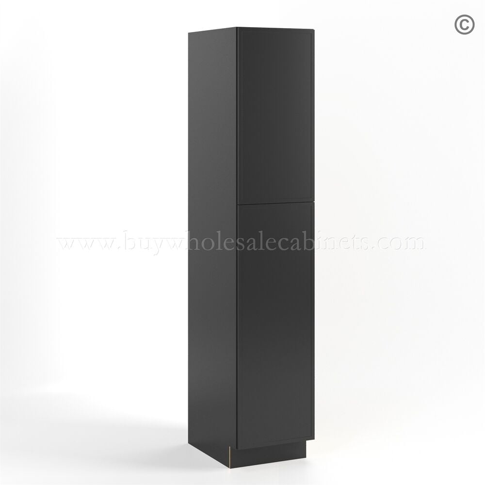 Slim Black Shaker Tall Pantry Cabinet with 2 Doors