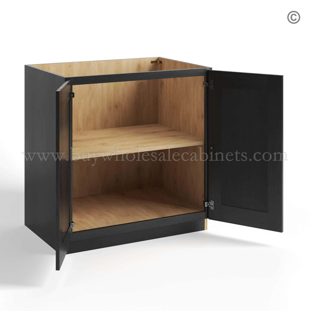 Charcoal Black Shaker Full Height Door Base Cabinets Double Door