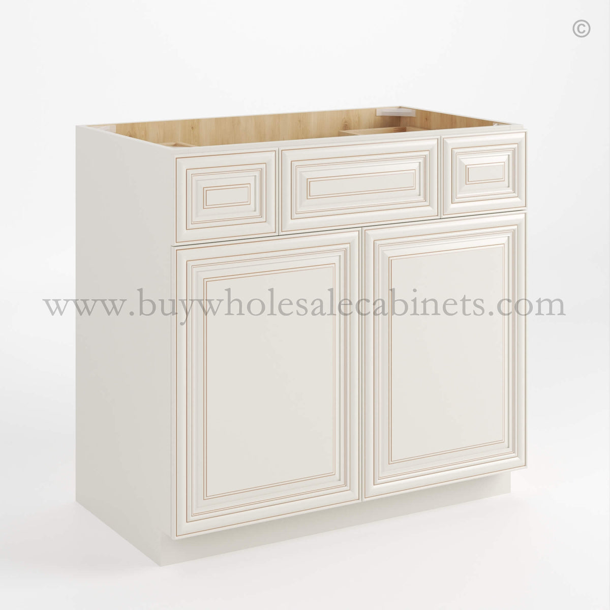 Charleston White Raised Panel Vanity Combo Cabinet