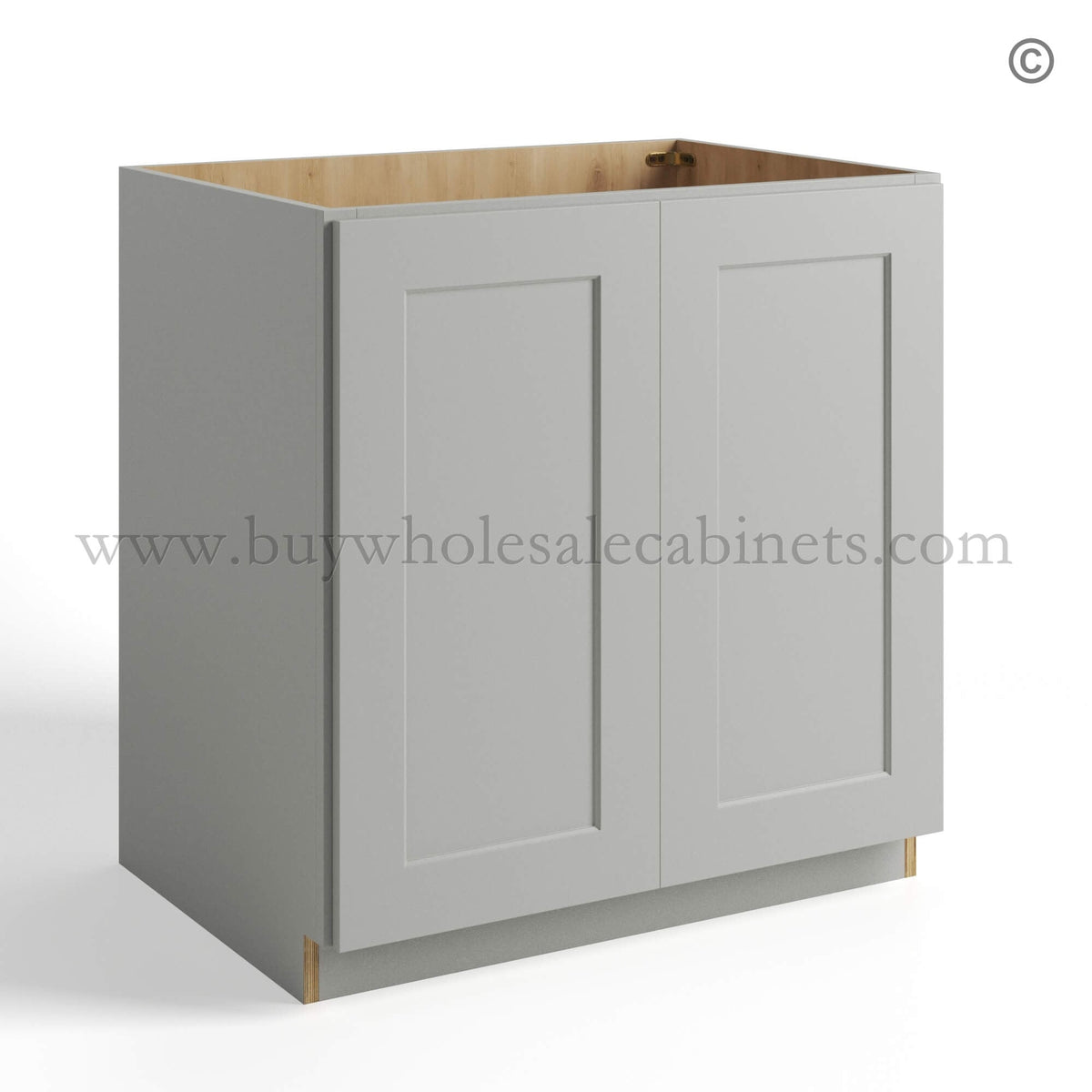Dorian Gray Shaker Full Height Door Base Cabinets Double Door