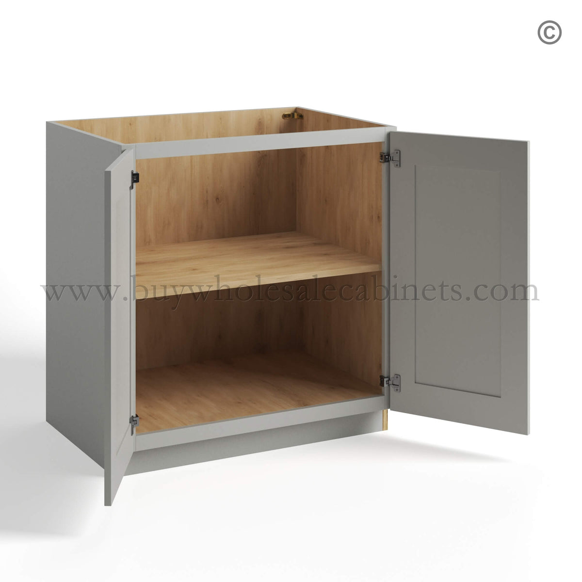 Dorian Gray Shaker Full Height Door Base Cabinets Double Door