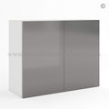 Frameless Gloss Gray Double Door Wall Microwave/Stove Bridge Cabinet 24’H
