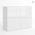 Frameless Gloss White Double Door Wall Microwave/Stove Bridge Cabinet 24″H