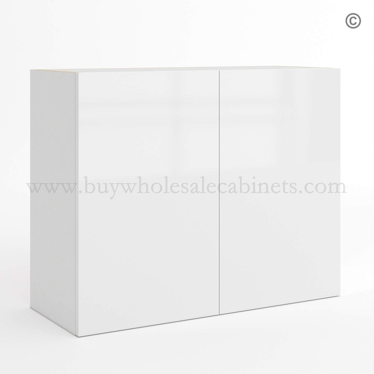Frameless Gloss White Double Door Wall Microwave/Stove Bridge Cabinet 24″H