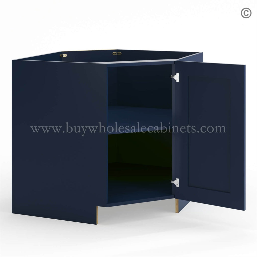 Frameless Oxford Blue Base Diagonal Cabinet 1 Door (Excludes Metal Lazy Susan Insert)