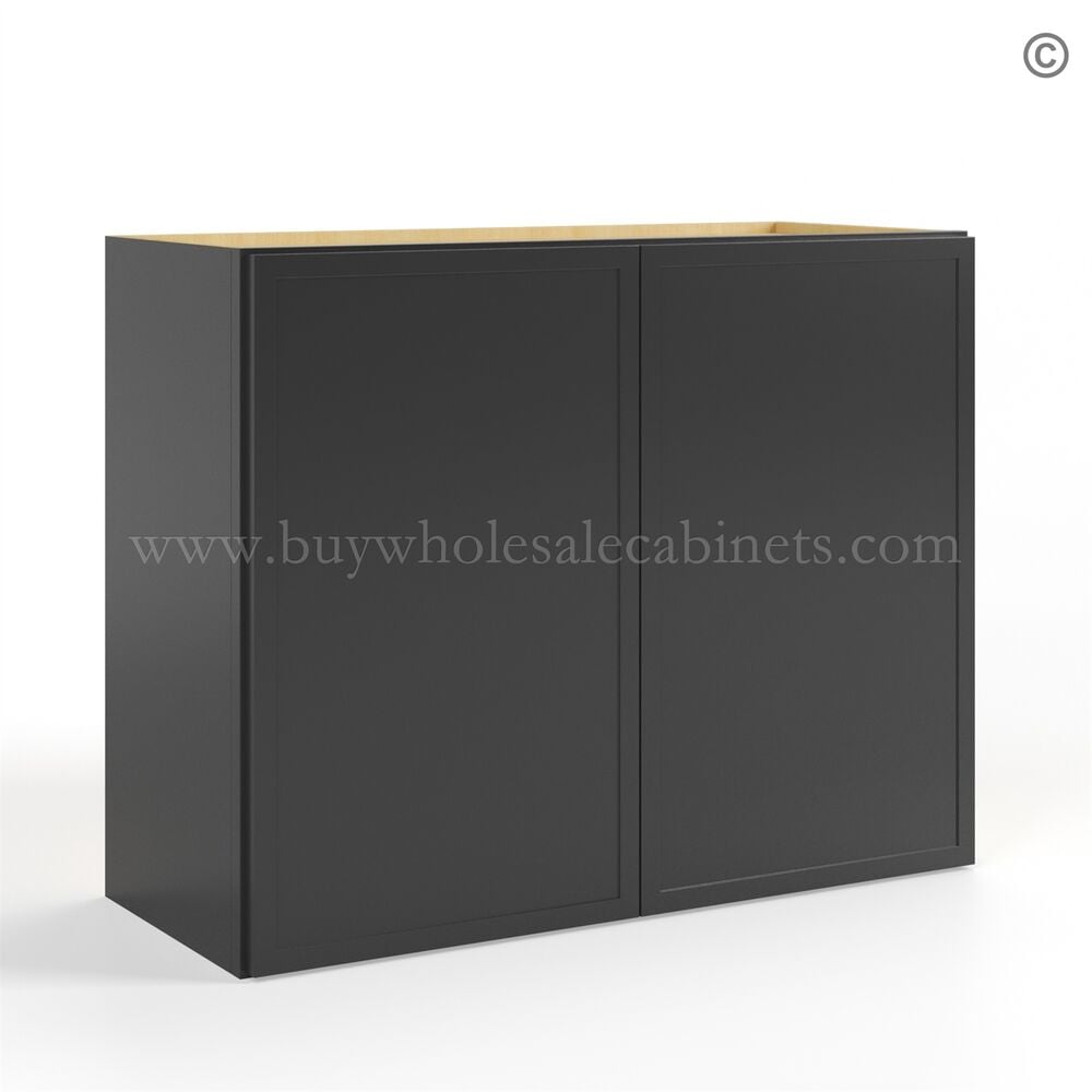 Slim Black Shaker 30″H Double Door Wall Cabinet