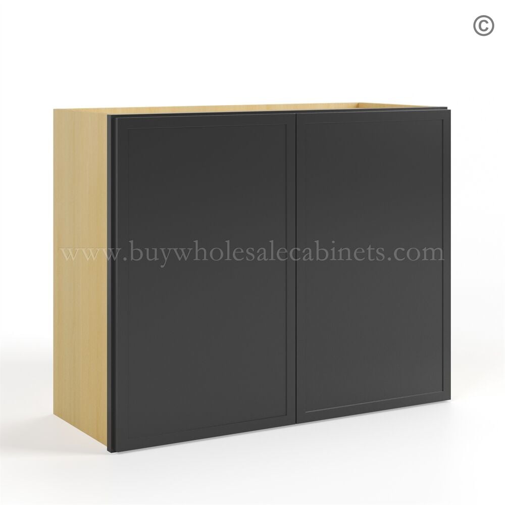 Slim Black Shaker 30″H Double Door Wall Cabinet