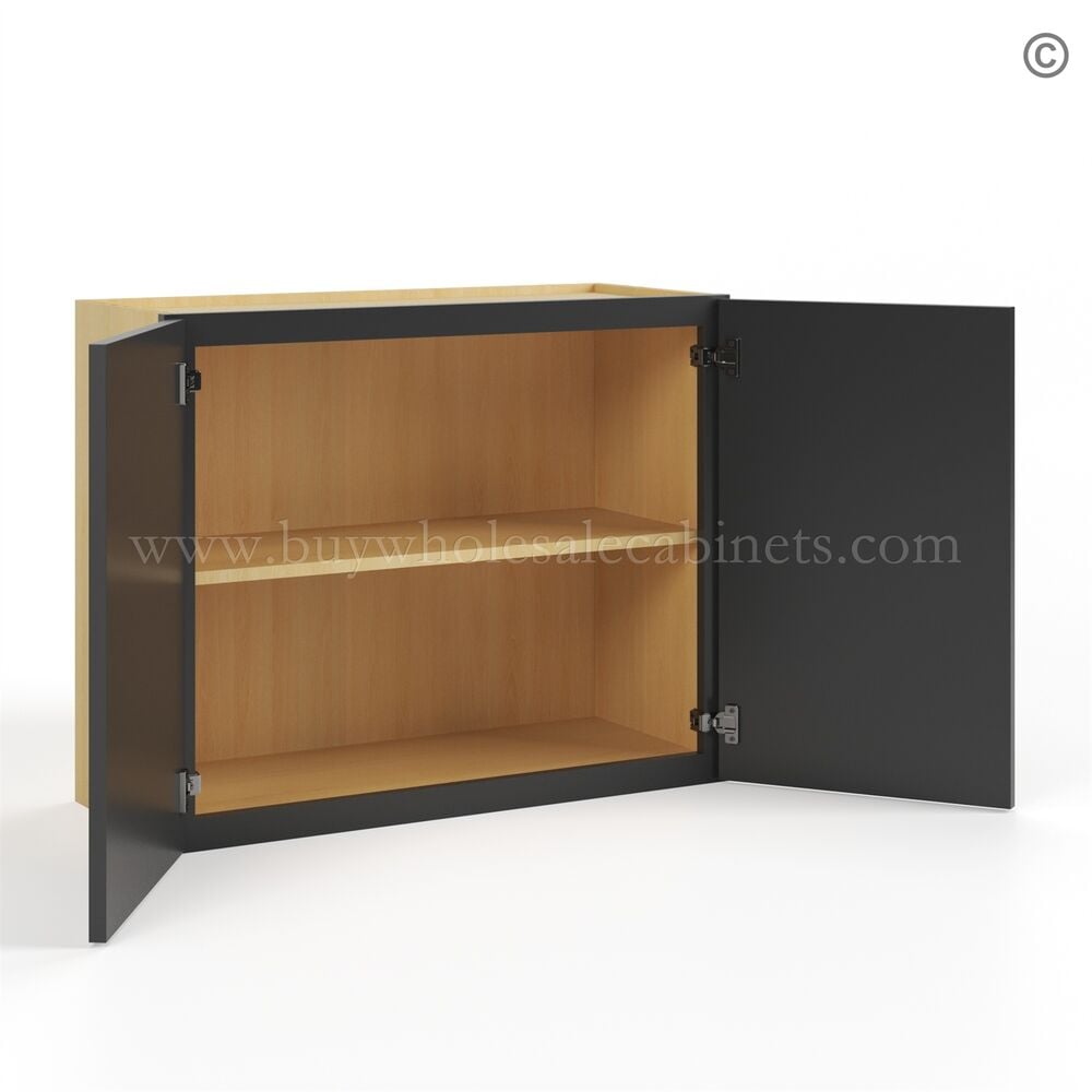 Slim Black Shaker 30″H Double Door Wall Cabinet