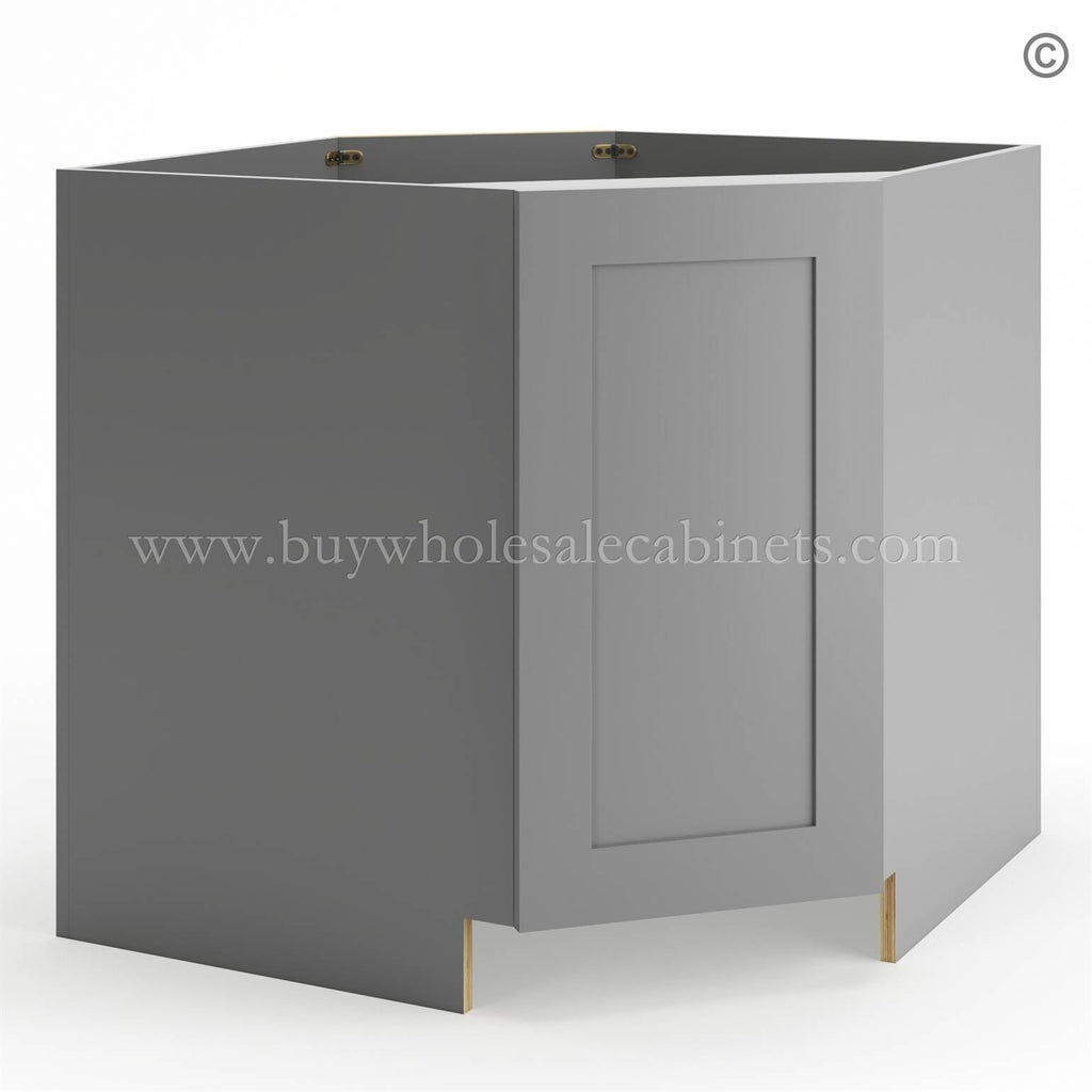 Frameless Graphite Gray Base Diagonal Cabinet 1 Door (Excludes Metal Lazy Susan Insert)