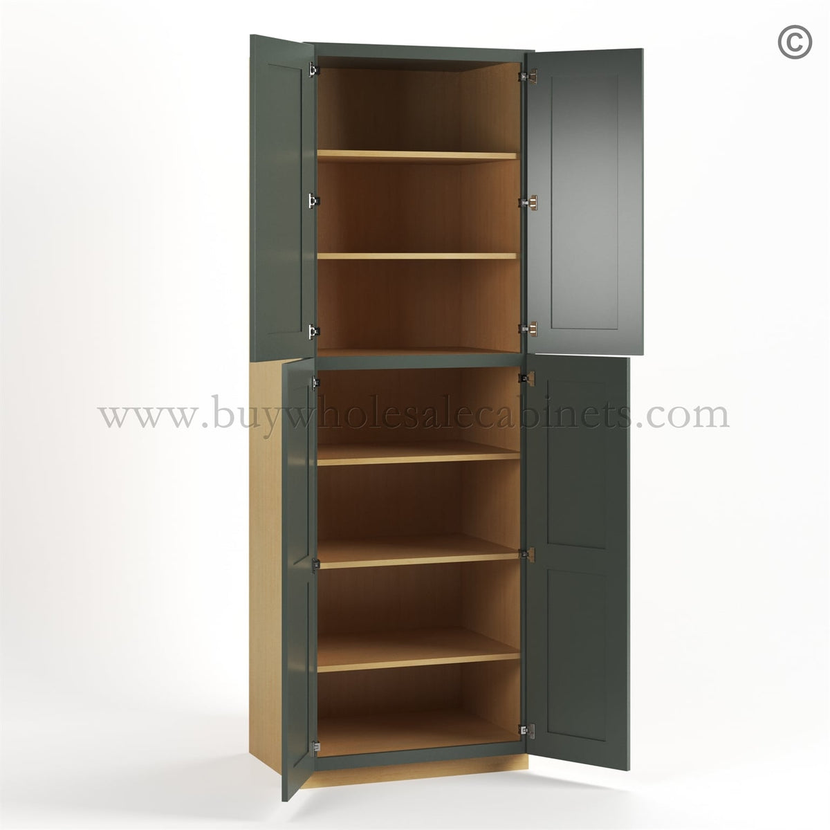 Green Shaker 30″ W Utility Pantry Cabinet