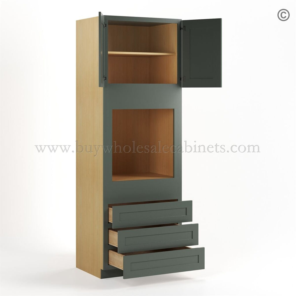 Green Shaker 30″ W Oven Pantry Cabinet