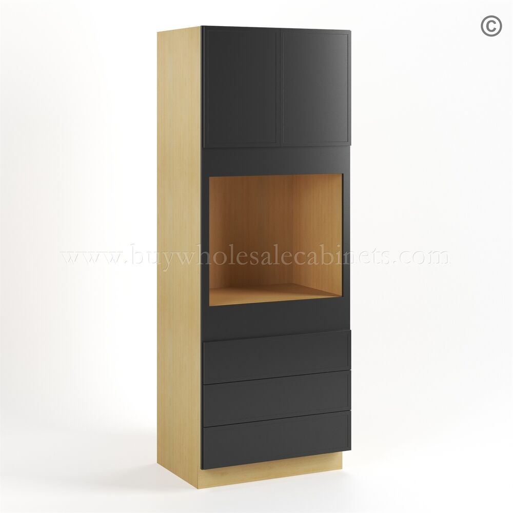 Slim Black Shaker 33″W Oven Pantry Cabinet