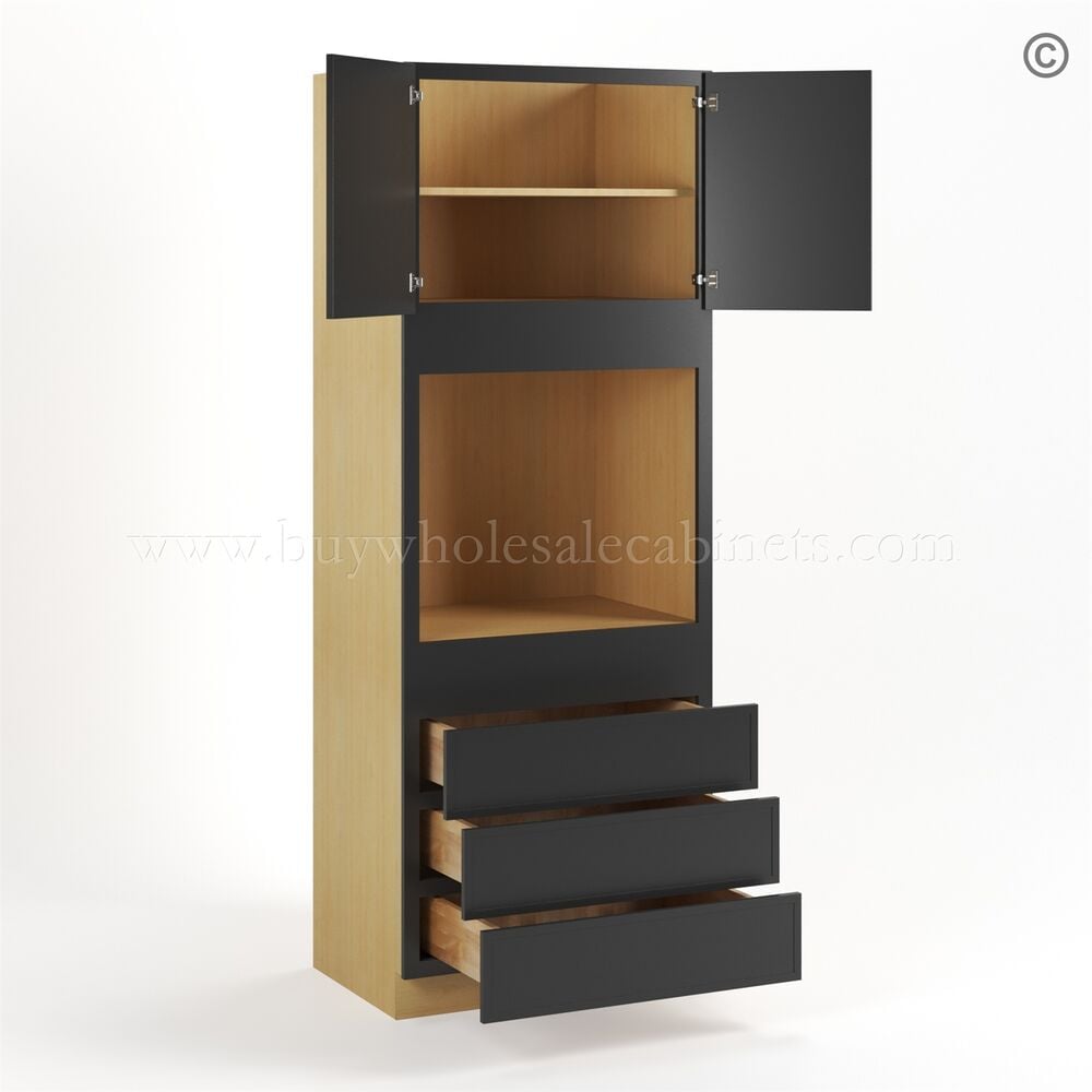 Slim Black Shaker 33″W Oven Pantry Cabinet