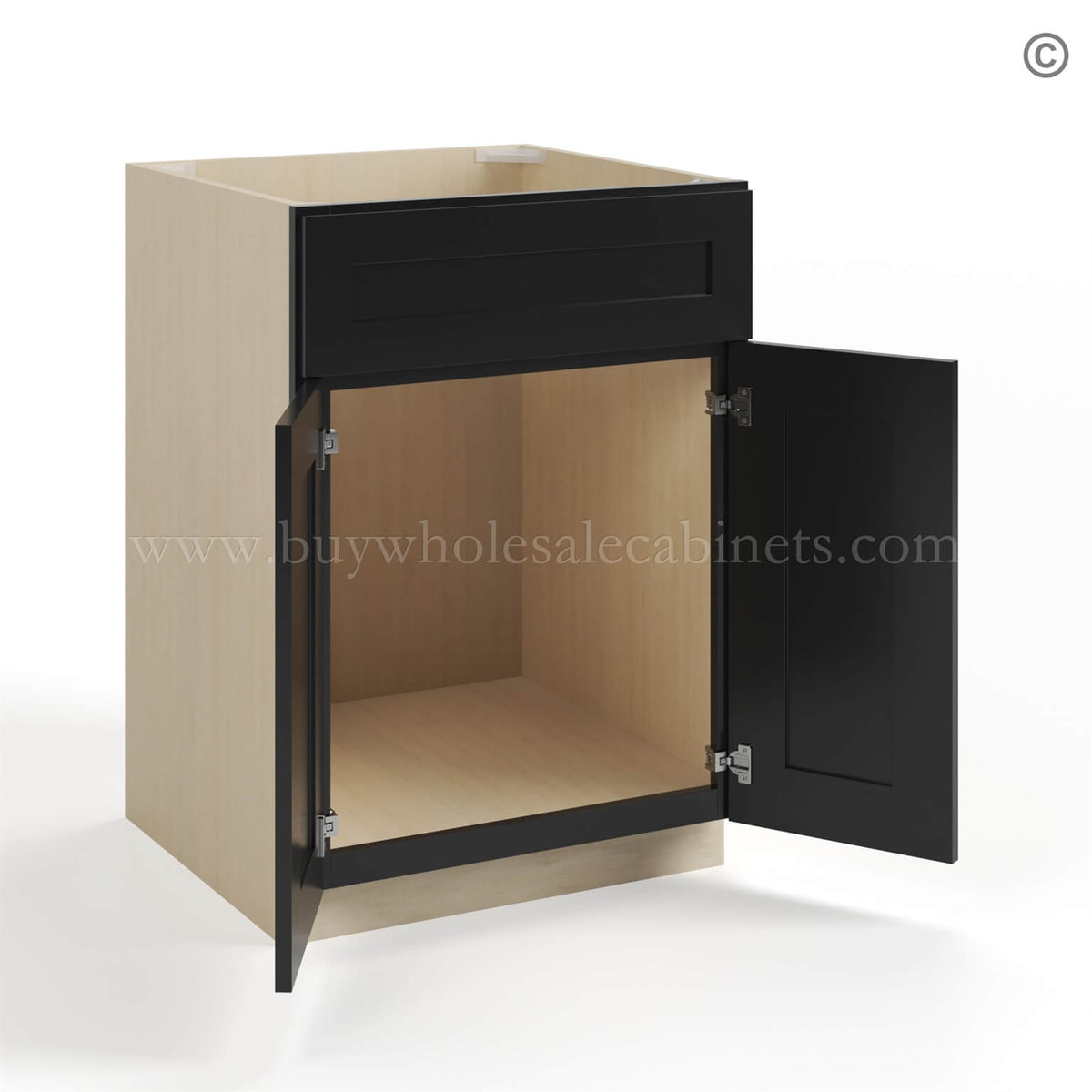 Black Shaker Single Vanity Sink Base Cabinet