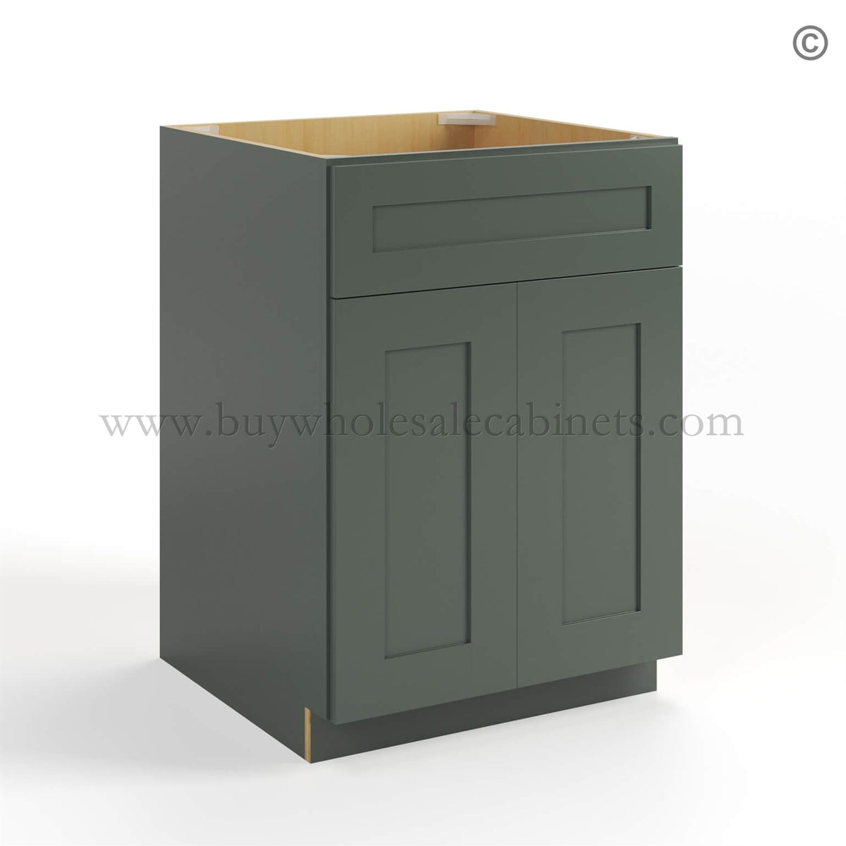 Green Shaker Single Vanity Sink Base Cabinet