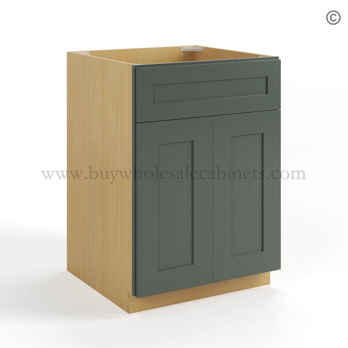 Green Shaker Single Vanity Sink Base Cabinet