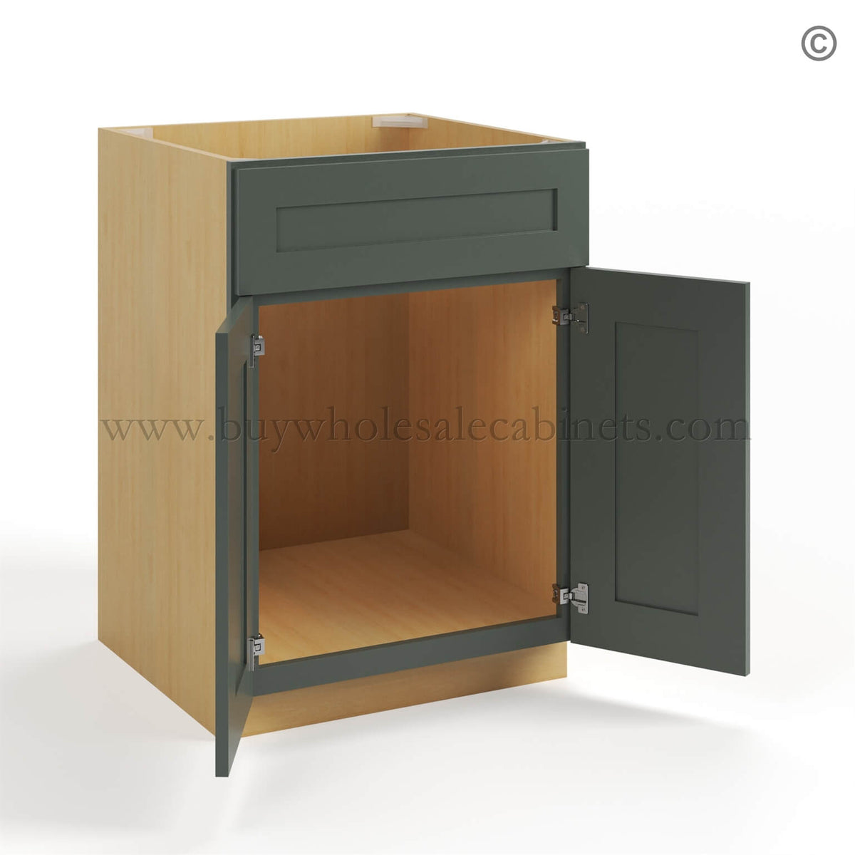 Green Shaker Single Vanity Sink Base Cabinet