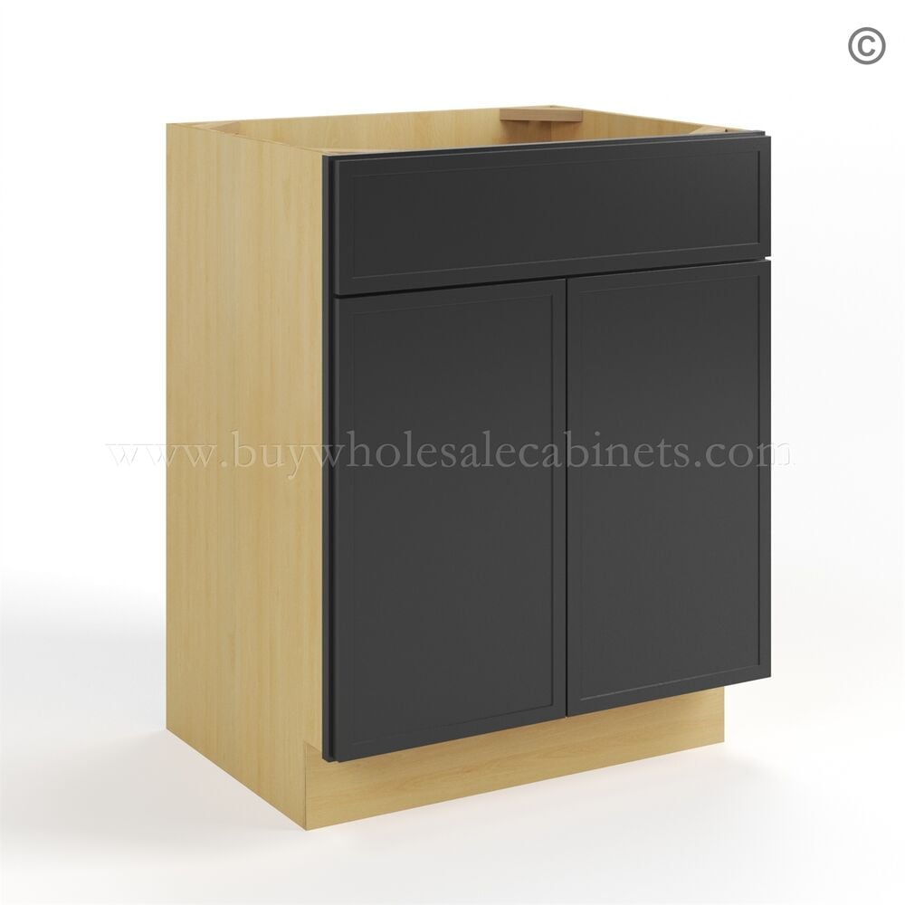 Slim Black Shaker Vanity Sink Cabinet