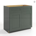 Green Shaker Double Vanity Sink Base Cabinet