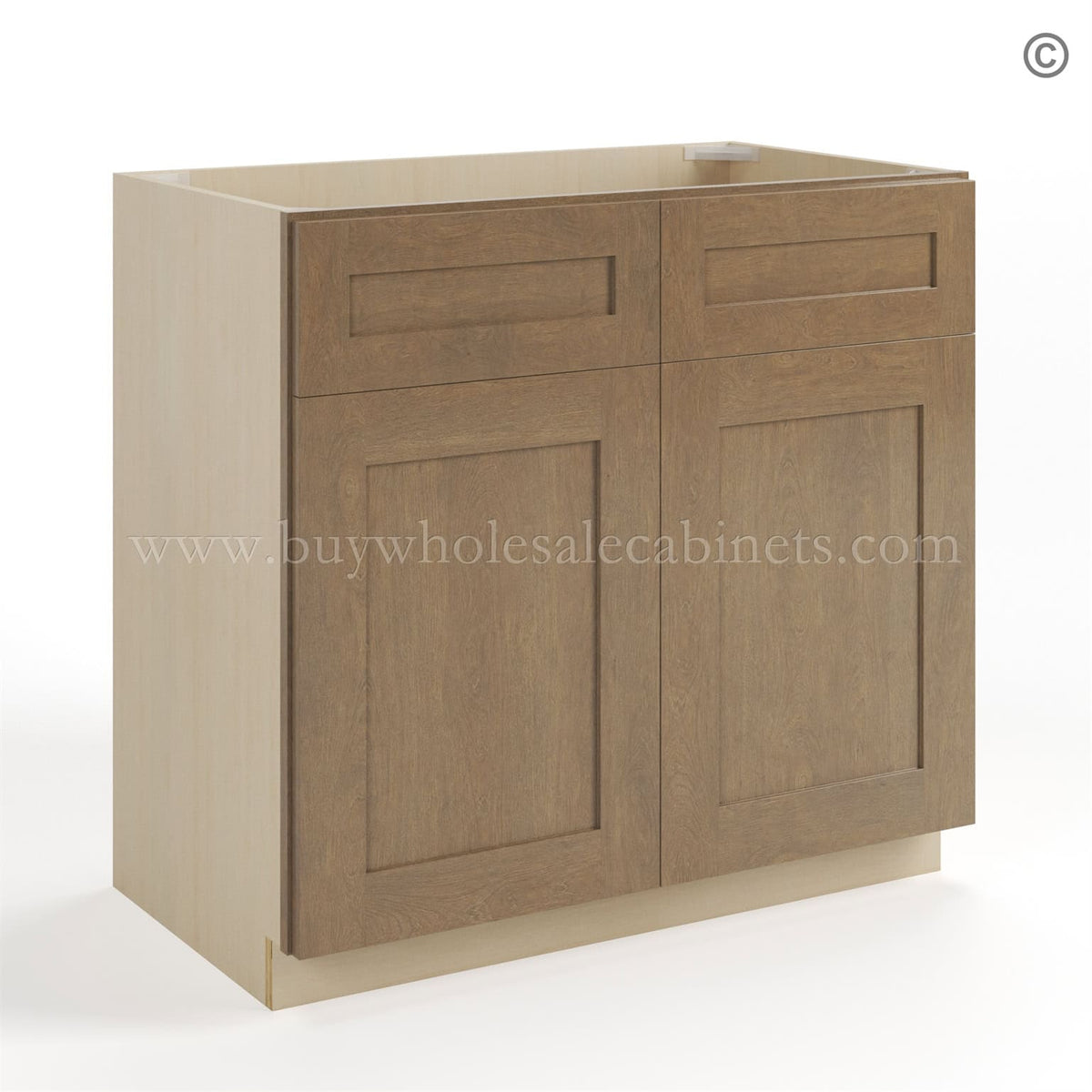 Rustic Wood Shaker Double Vanity Sink Base Cabinet